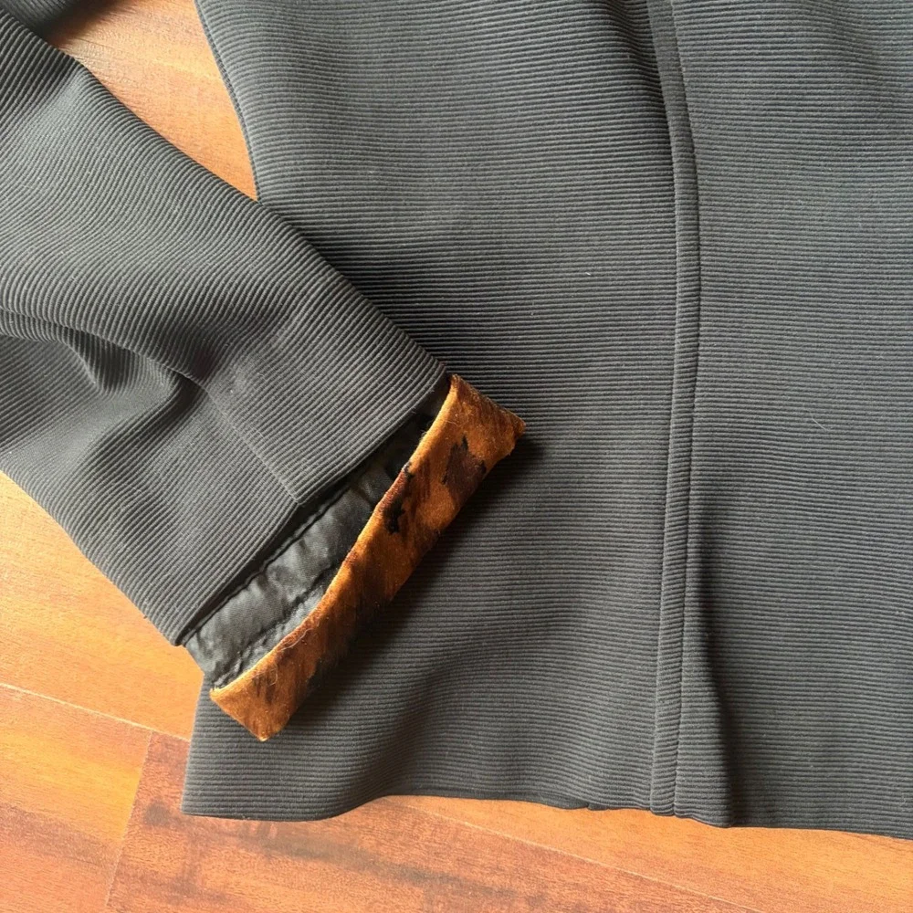 Positive Attitude Black Leopard Print Collar Cuff‎ Blazer Jacket Size 10
